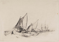 St G 012
<br/>
Twee zeilschepen en een driemaster
<br/>
<em>Chambers, Georg (1803-1840)</em>